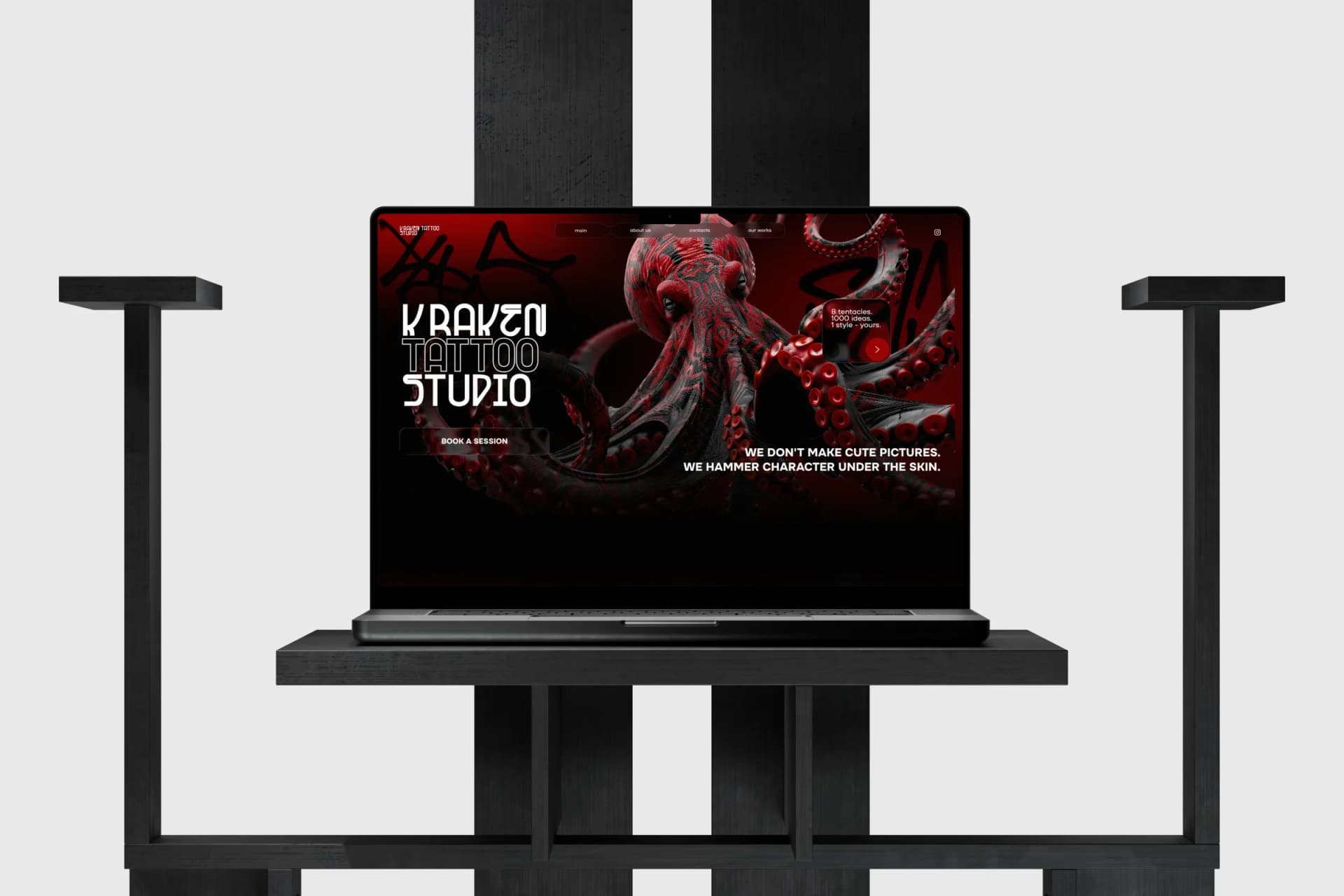 Агресивний та емоційний UI/UX дизайн для бренду тату-салону, замовити розробку сайту.