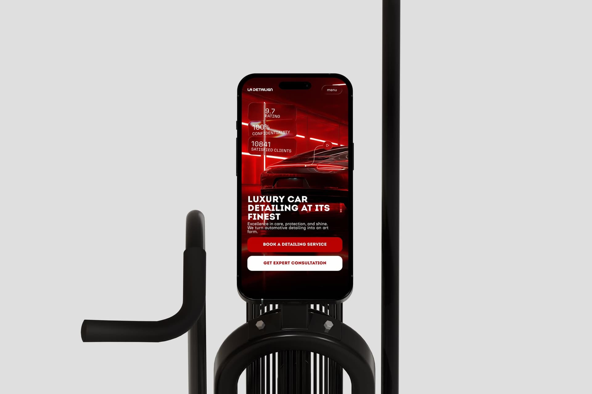Мобільна версія сайту детейлінг-студії, зручний UI/UX дизайн для швидкого запису зі смартфона.