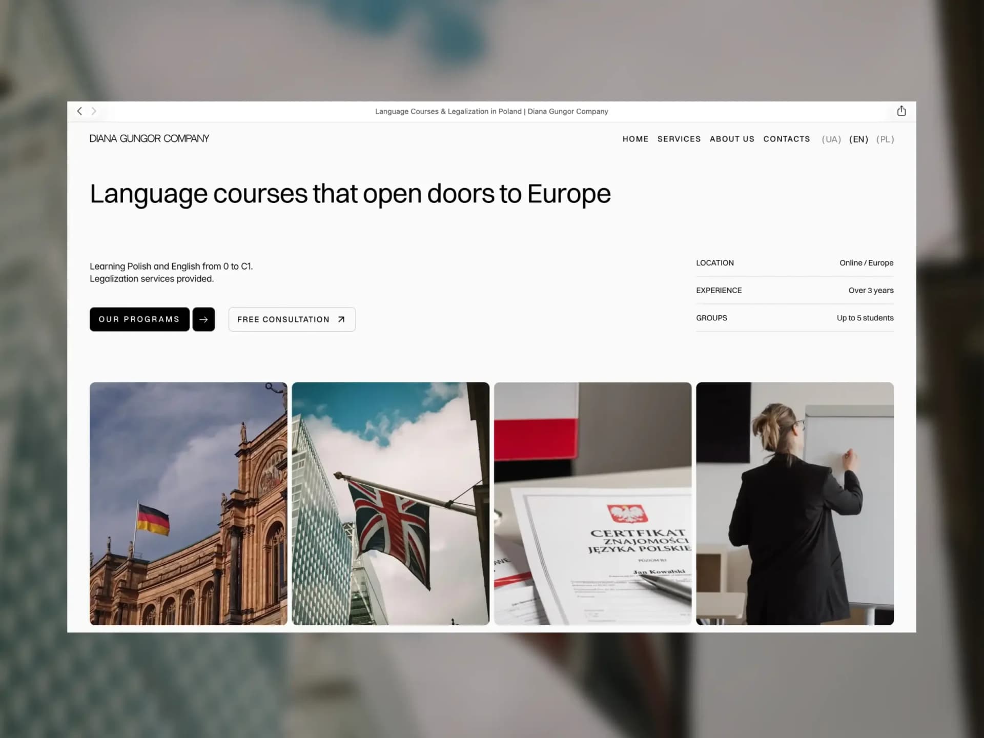 Diana Gungor Company — мовні курси та легалізація в Польщі